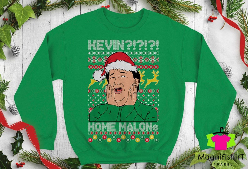 Ugly Christmas Sweater 2021, Kevin Home Malone Sweatshirt For Women Men Couple Family Funny Cute Plus Size