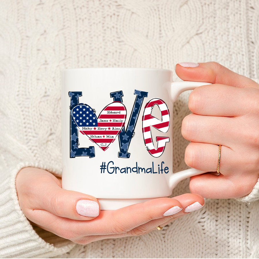 Personalized Love Grandma Life Independence Flag Mug