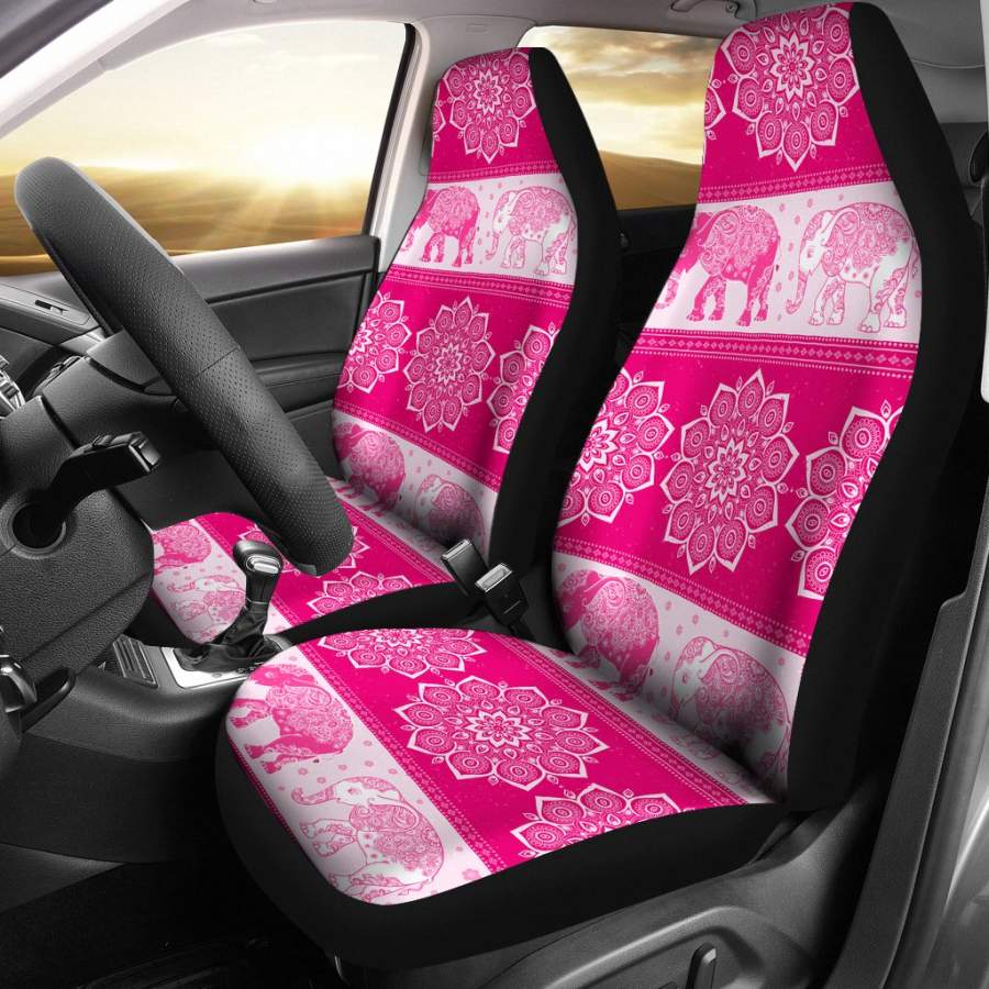 Flower Mandala Elephant Pink Car Seat Covers