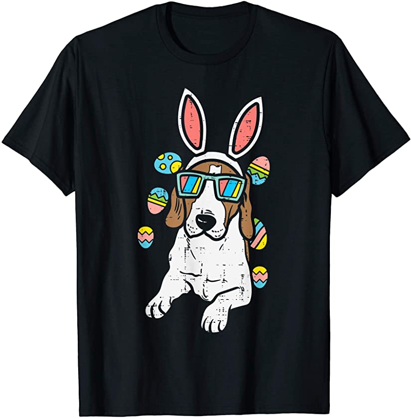 Beagle Bunny Ears Glasses Eggs Cute Easter Dog Owner Lover T-Shirt