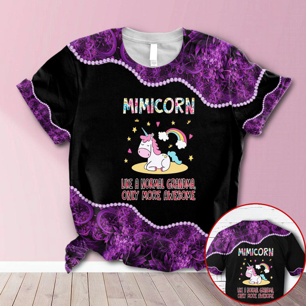 Personalized Mimicorn Purple All Over Print Shirts, 3D Hoodie, Sweatshirt, Shirt And Polo For Grandma Hn98 Trhn