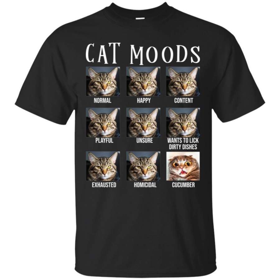 AGR Cat Moods Normal Happy Content Cucumber Shirt