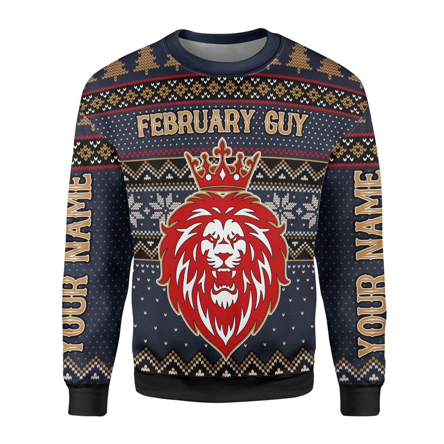 Customspig Personalized Ugly Sweater February King  All Over Printed