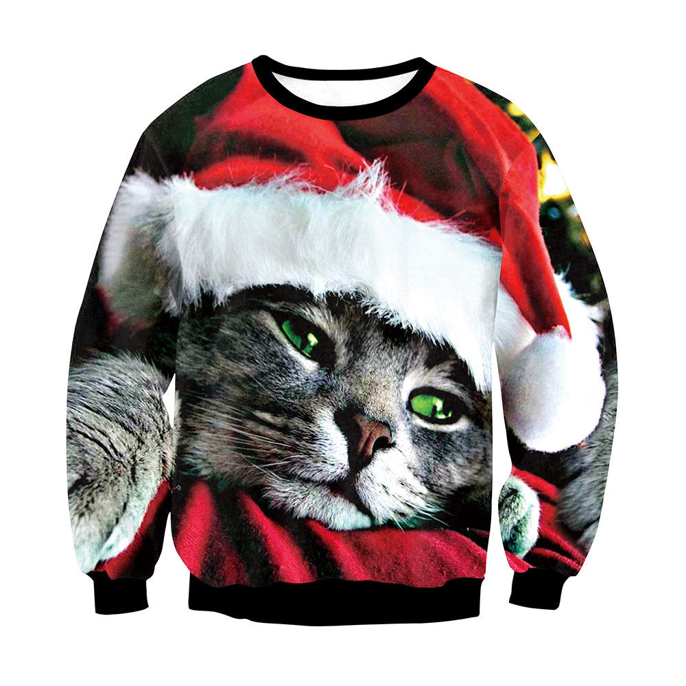 Christmas Kitten Crew Neck Couple Sweater