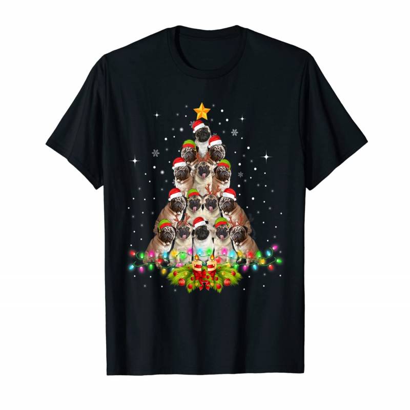 Pug Dogs Tree Christmas Sweater Xmas Pet Animal Dog Gifts T-shirt