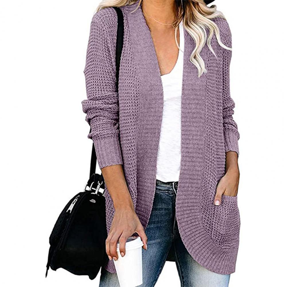 Trendy Thick Solid Color Simple Casual Ladies Loose Long Sweater Coat Streetwear Sweater Cardigan Knitting Cardigan alx