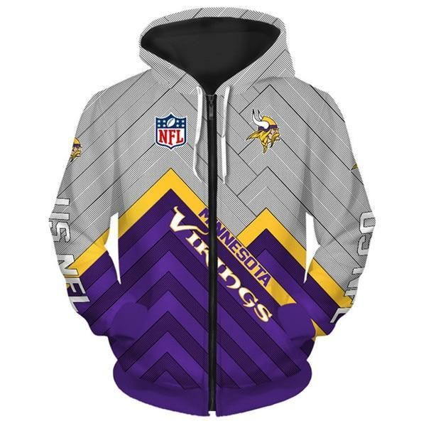 Limited Edition Football Hoodie Minnesota Vikings 3D Zipper Hoodie