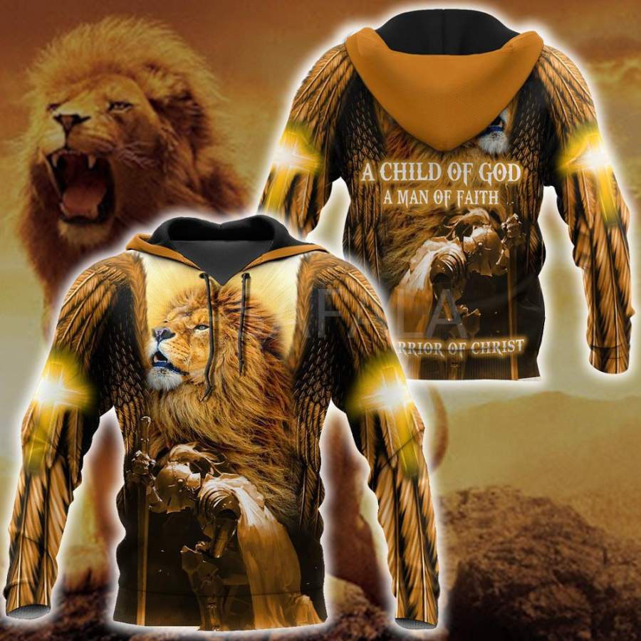 A Child of God A Man of Faith Lion Hoodie 3D All Over Print