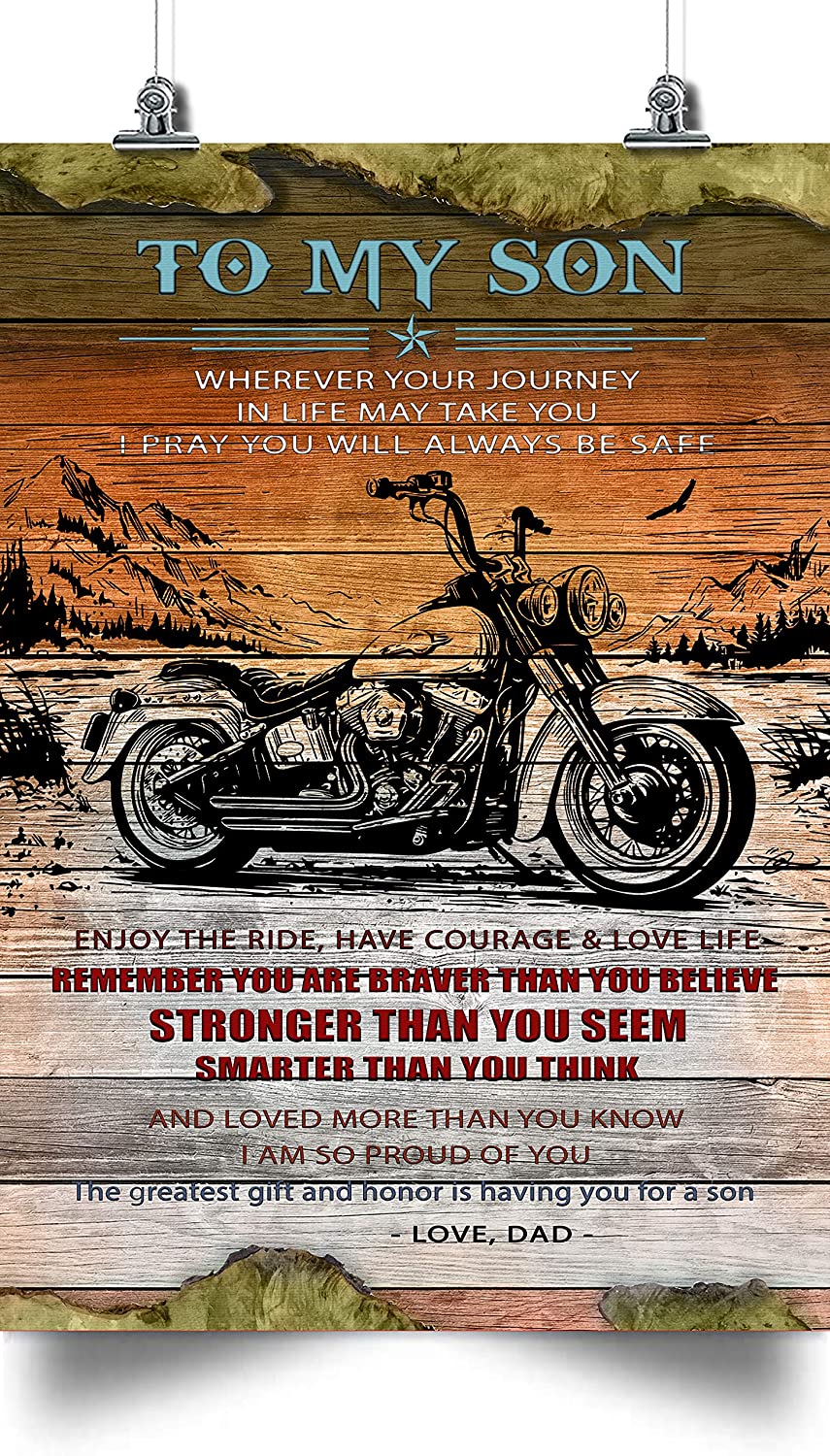 Biker Poster – DAD to Son – I AM SO Proud of You – to My Son Beautiful Poster is Best Gift for Son from Dad or Mom