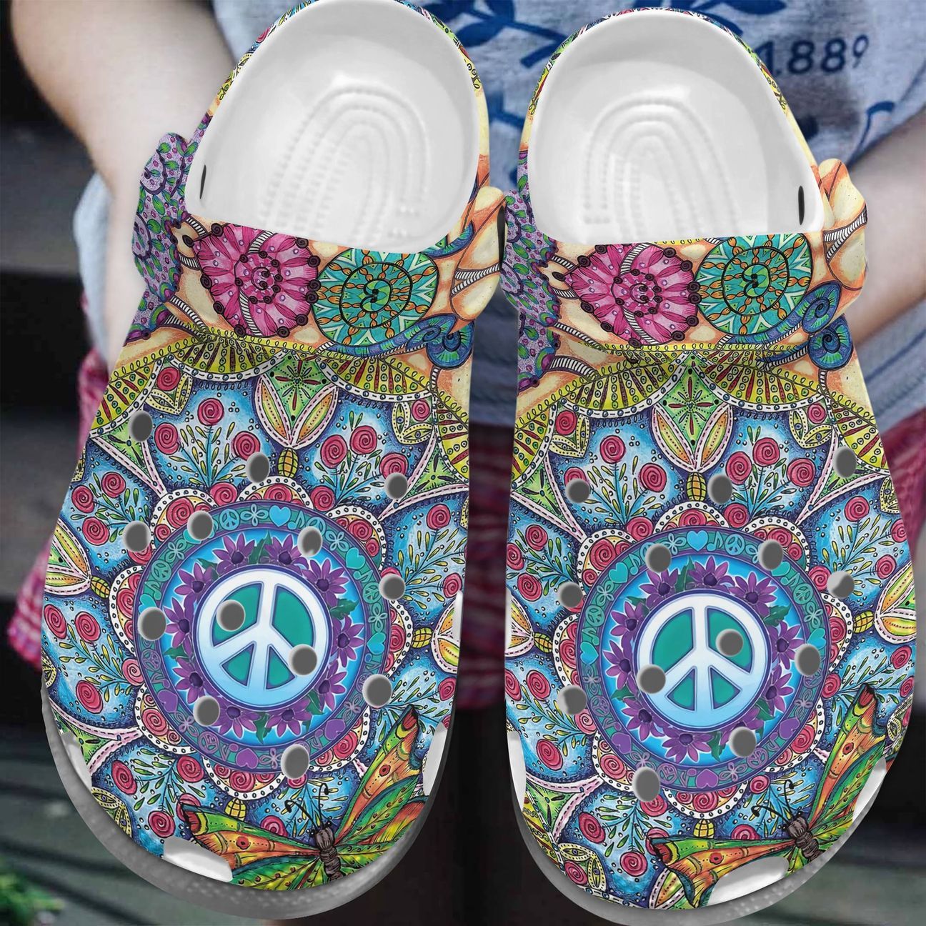 Hippie Personalize Clog, Custom Name, Text, Fashion Style For Women, Men, Kid, Print 3D Love N Peace 34