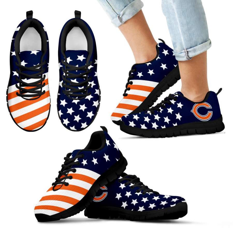 America Flag Full Stars Stripes Chicago Bears Sneakers