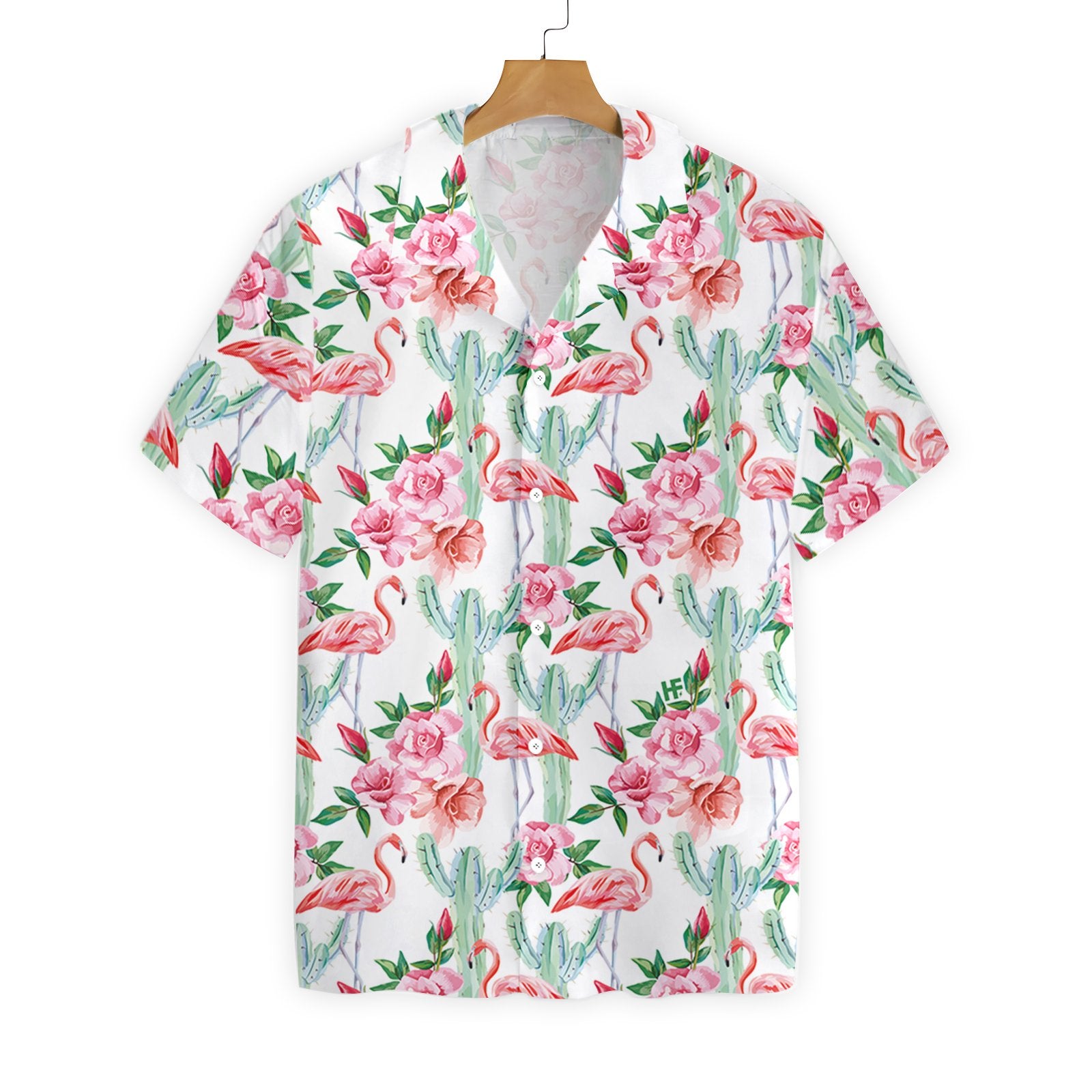 Flamingo Aloha Shirt White Cactus Hawaii Adult Full Print Ha77221