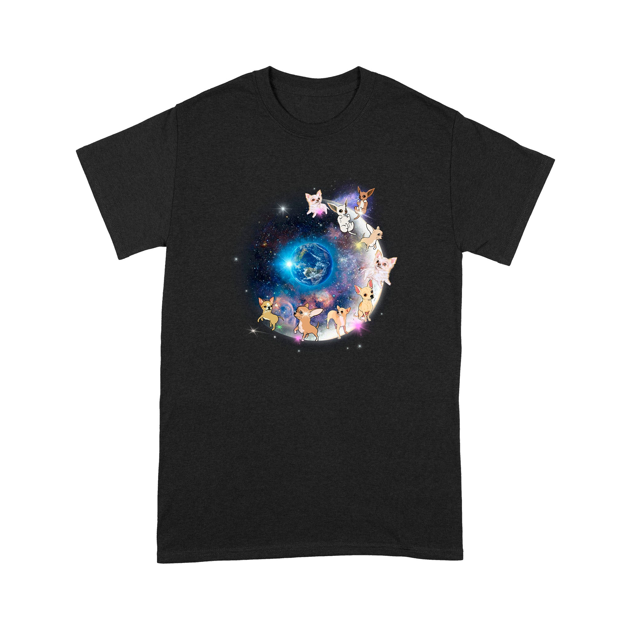 Chihuahua Outer Space T-Shirt Cute Dogs Around Earth Graphic Tee Gift For New Puppy Owner