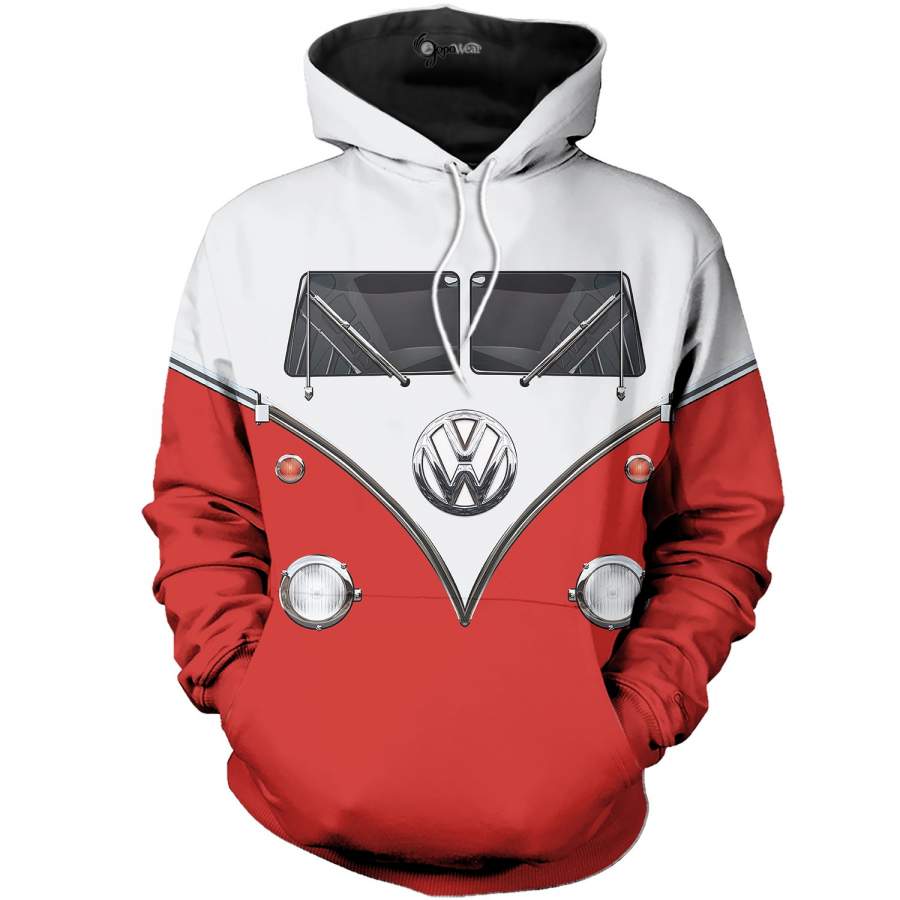 VW Red 3D All Over Printed Shirts for Men and Women