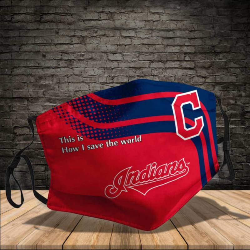 Reusable Washable Cleveland Indians 2 Save The World Face Covering With Antibacterial Filter Layer