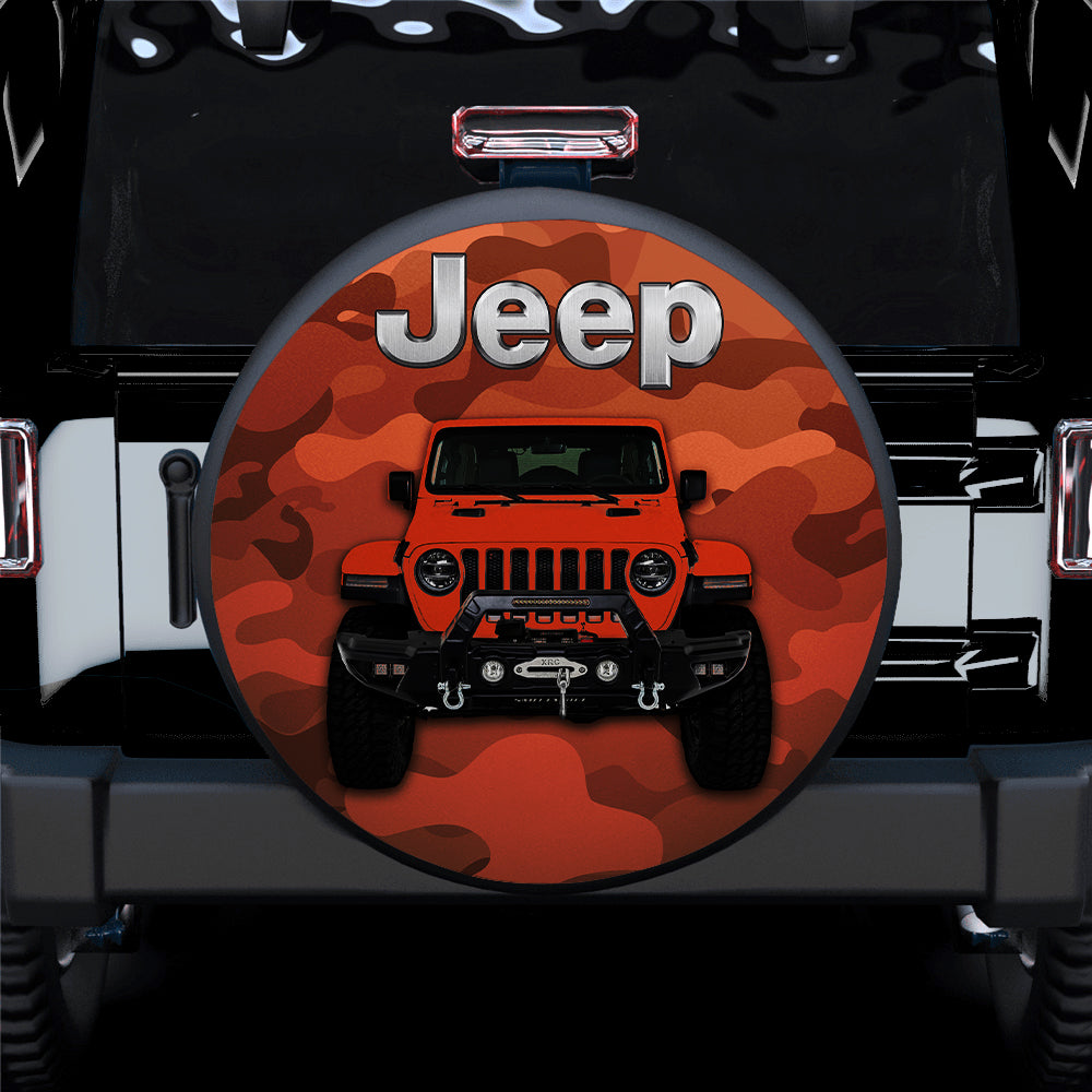 Orange Jeep Camouflage Car Spare Tire Covers Gift For Campers