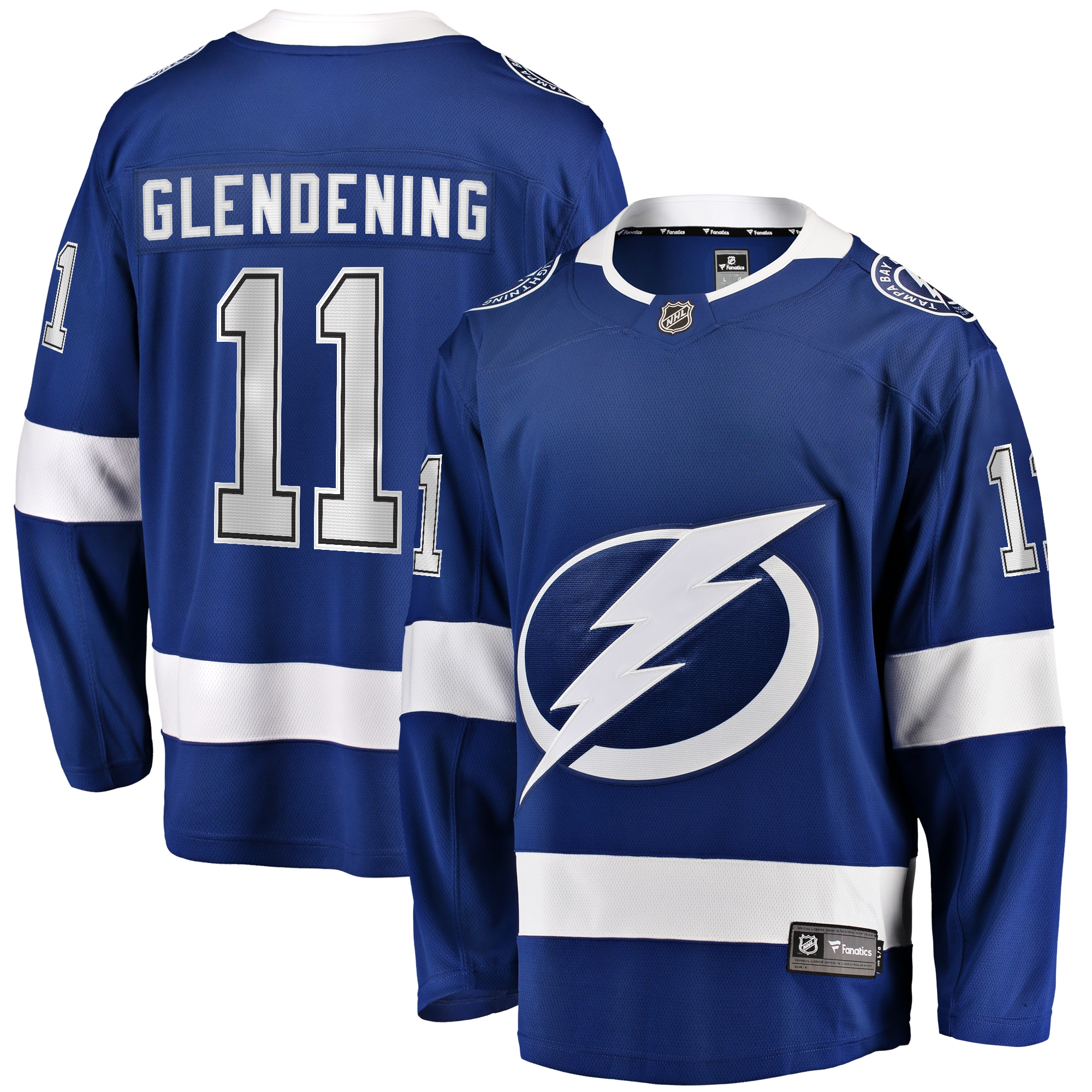 Luke Glendening Tampa Bay Lightning Branded Home Breakaway Jersey – Blue