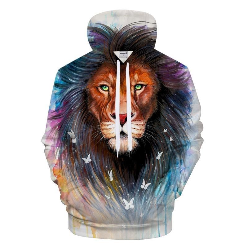 Colorful Lion & Butterflies Hoodie