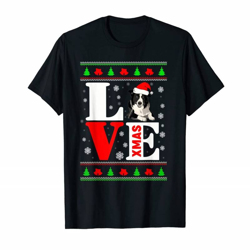 Border Collie Christmas Ugly Sweater Santa Dog Gift Xmas T-shirt