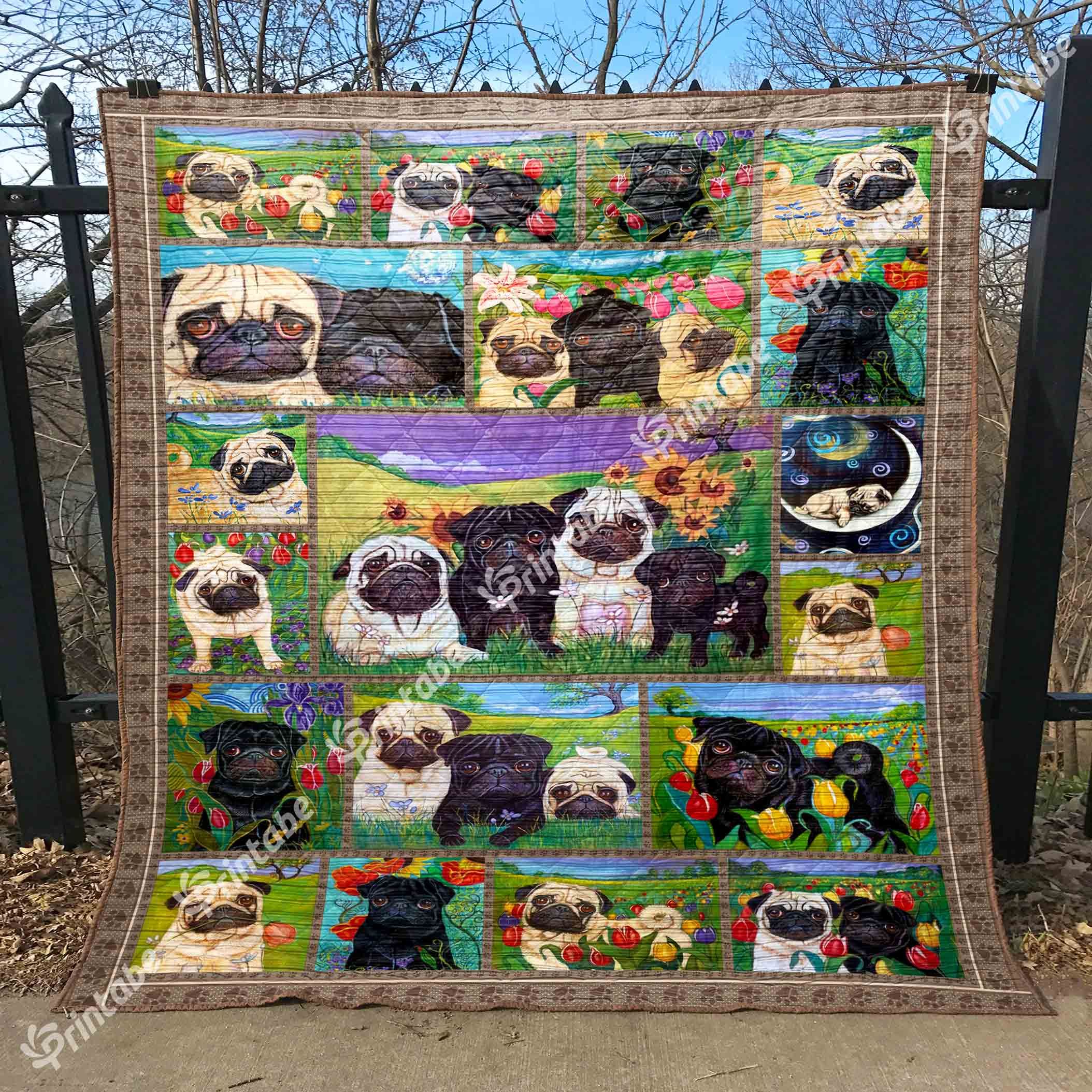 Pugs In Garden Blanket AQ55