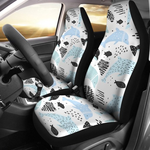 Cute Dolphins Childish Style Pattern Universal Fit Car Seat Covers 6357