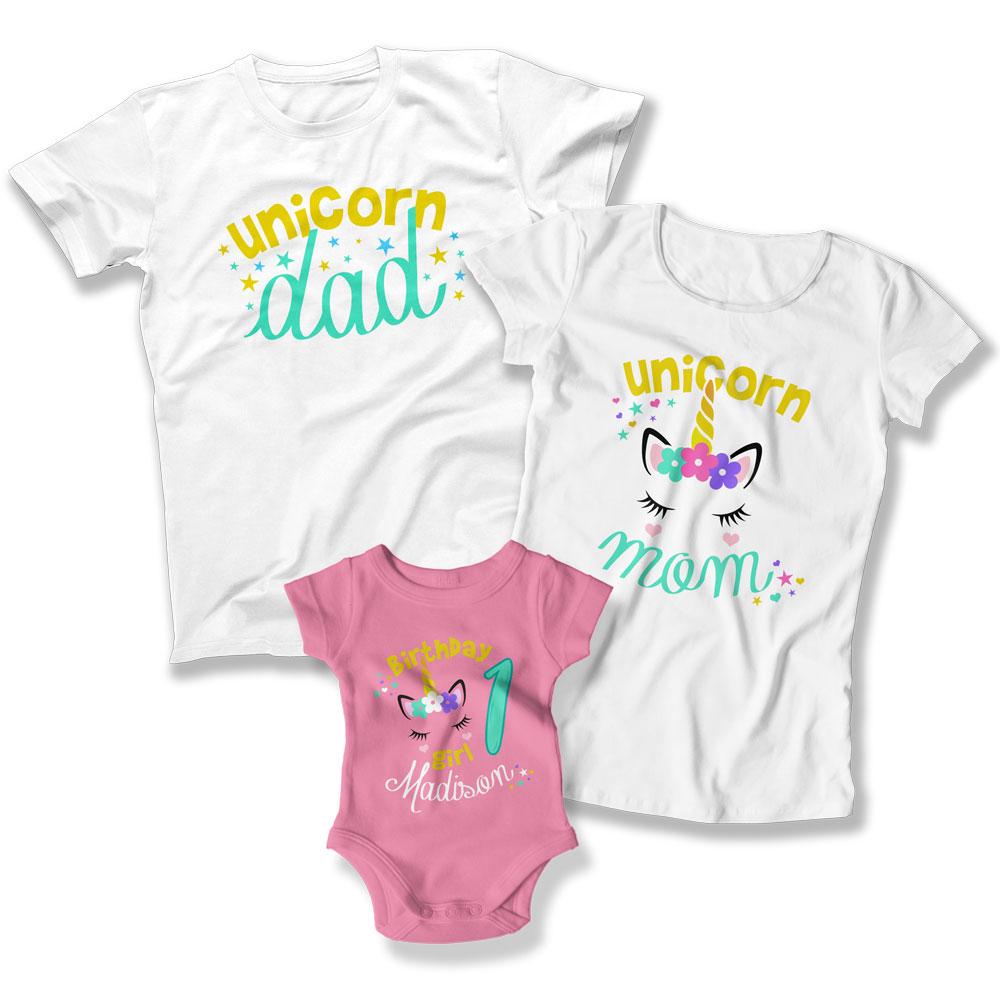 Unicorn Dad / Unicorn Mom / Birthday Girl is 1 (Custom)