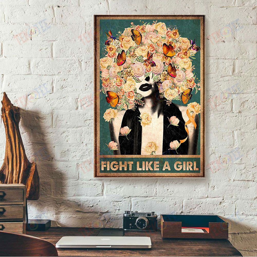 Canvas Art Prints Fight Like A Girl Flowers Butterfly Canvas Home Decor Canvas