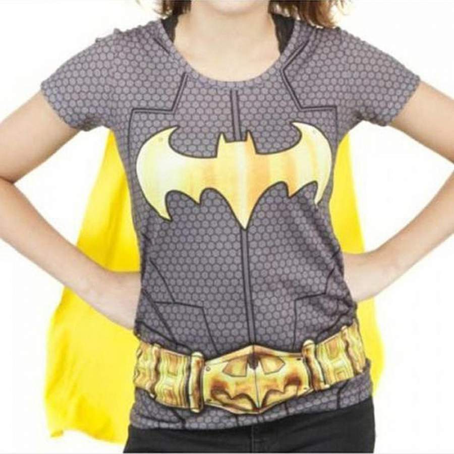 Batgirl Logo Women’s Sublimated Batman Costume T-Shirt w/ Cape