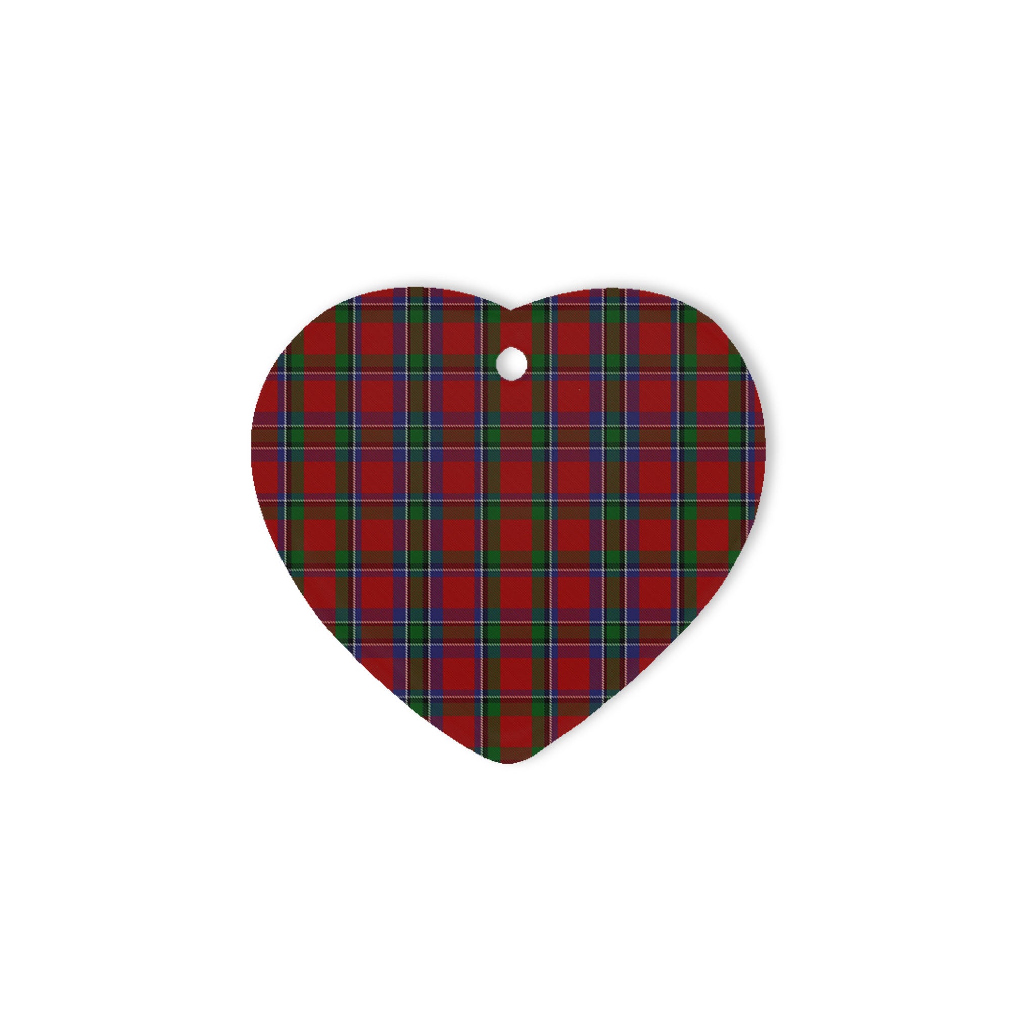 Sinclair Tartan Heart Ornaments, Christmas Tree Ornament, Plaid Christmas Ornaments, Ceramic Heart Christmas Tree Decoration