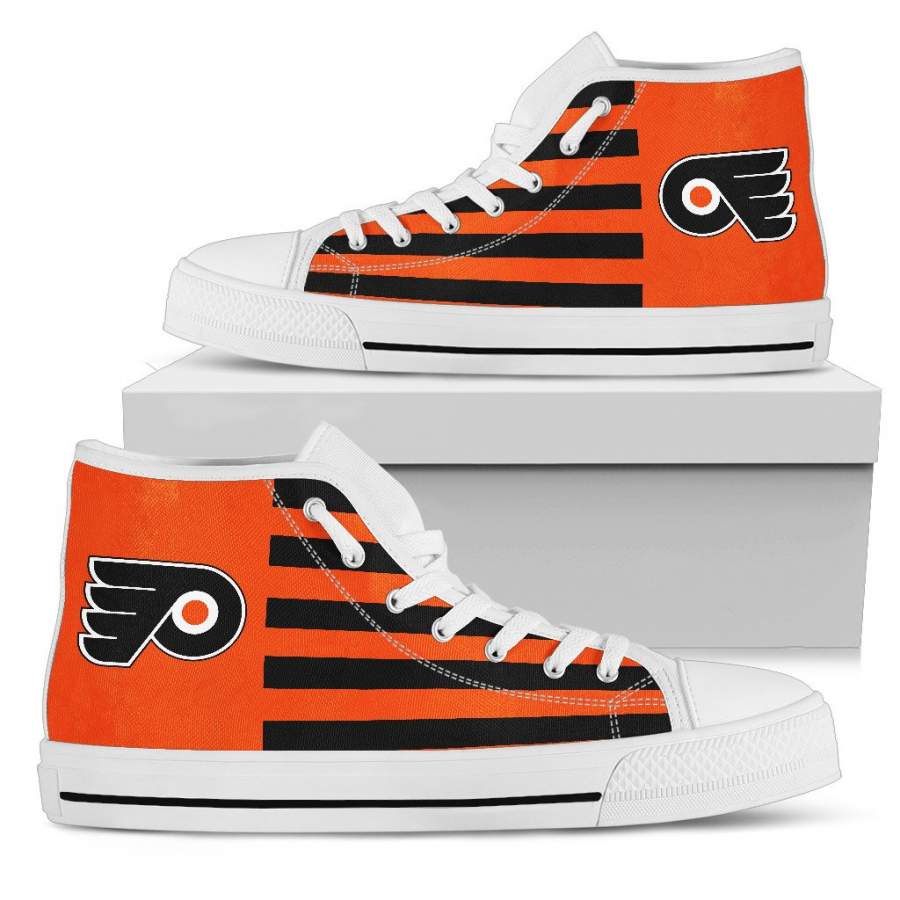 American Flag Philadelphia Flyers High Top Shoes - GoSportPrint