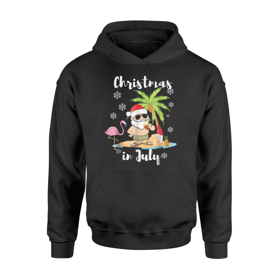 Christmas In JulyHawaiian Flamingo Santa Tee Hoodie