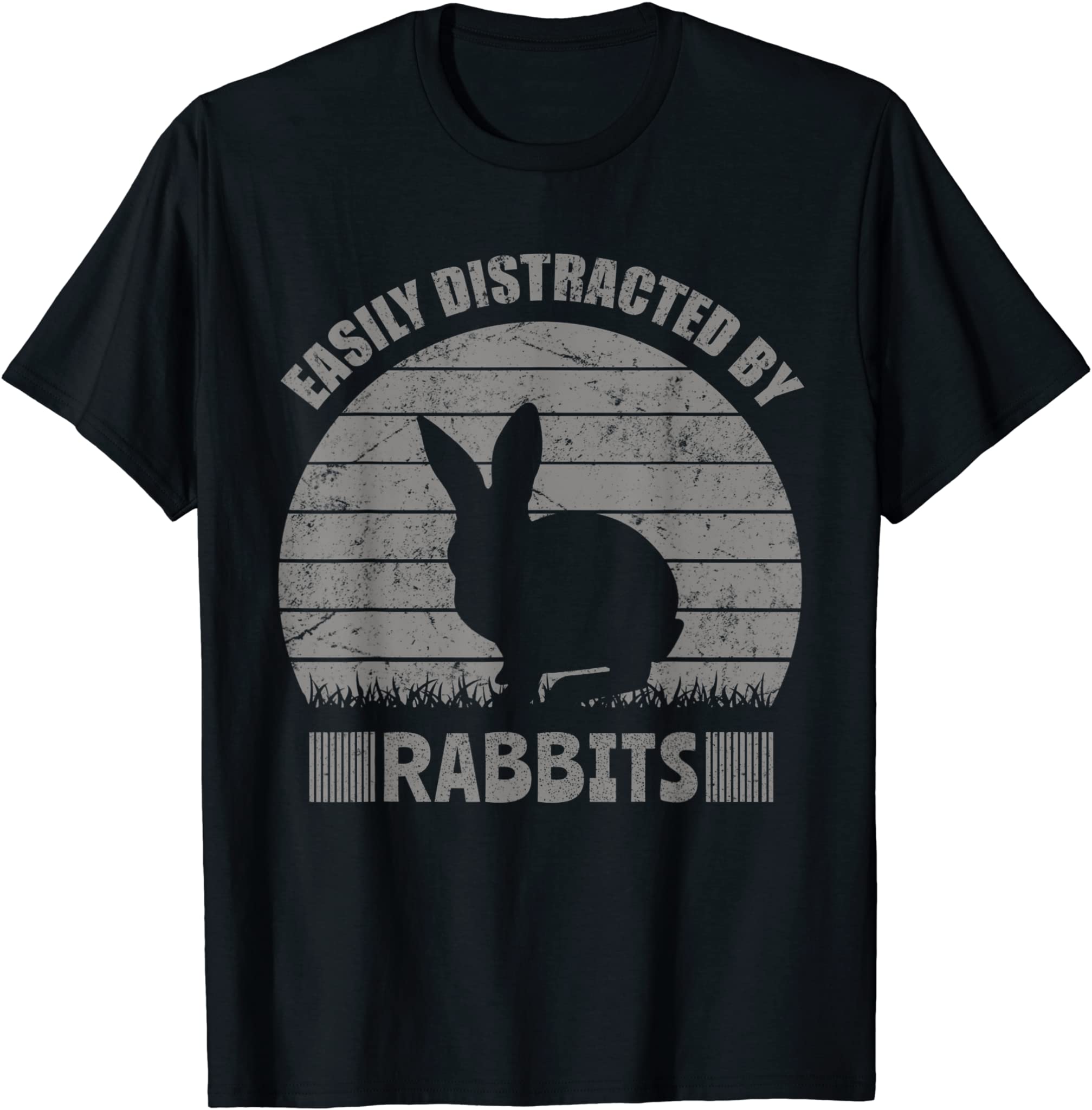 Easily Distracted By Rabbits Distressed Funny Rabbit Lover T-Shirt