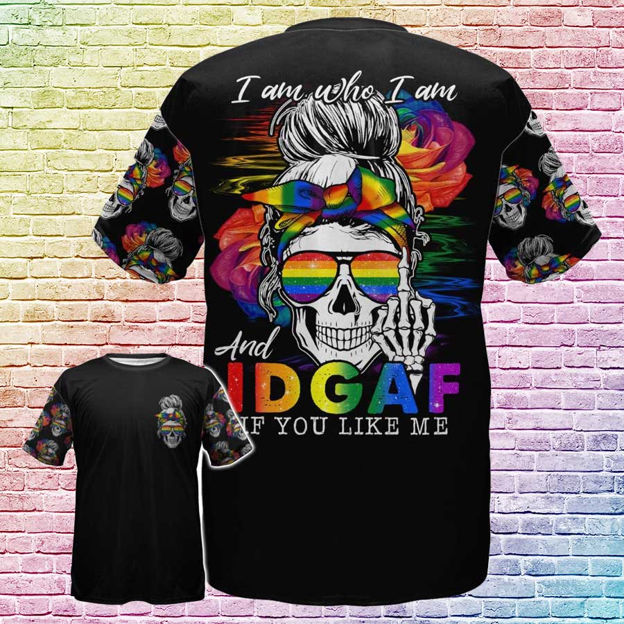 Skull Lesbian Shirt For Pride Month, I Am Who I Am And Idgarf If You Like Me, Gay Pride Shirt