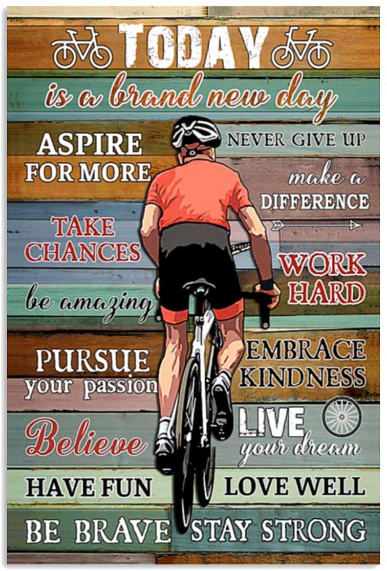 Vintage Man Cycling – Pursue Your Passion Day Live Your Dream Poster Art Print      Home Decor Gift For Men Women Family Friend On Birthday Xmas