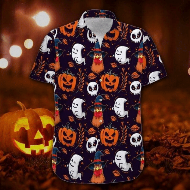 Chicken Pumpkin Halloween Hawaii Shirt Ha106259