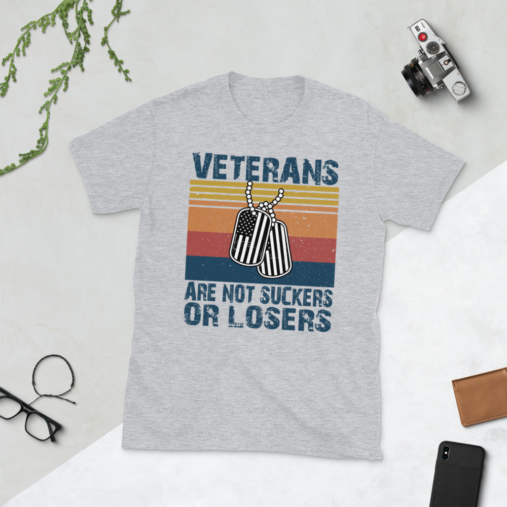 Vintage Dog Tag Veterans Are Not Suckers Or Losers Unisex T-Shirt