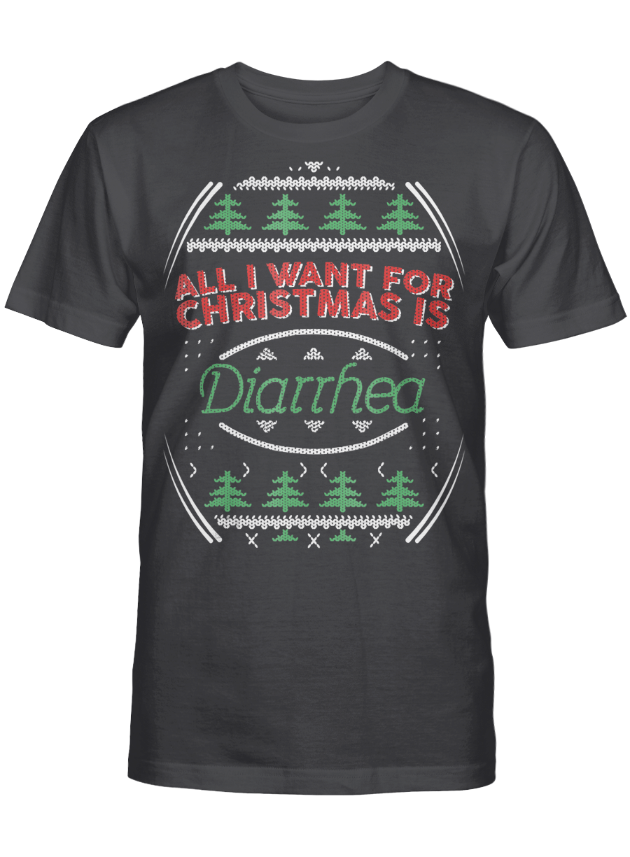 AmazeStyleZ Santa’s Reindeer, Ugly Christmas Sweater, Christmas Gift Ideas, All I want for Christmas is Diarrhea Ugly Christmas T-Shirt