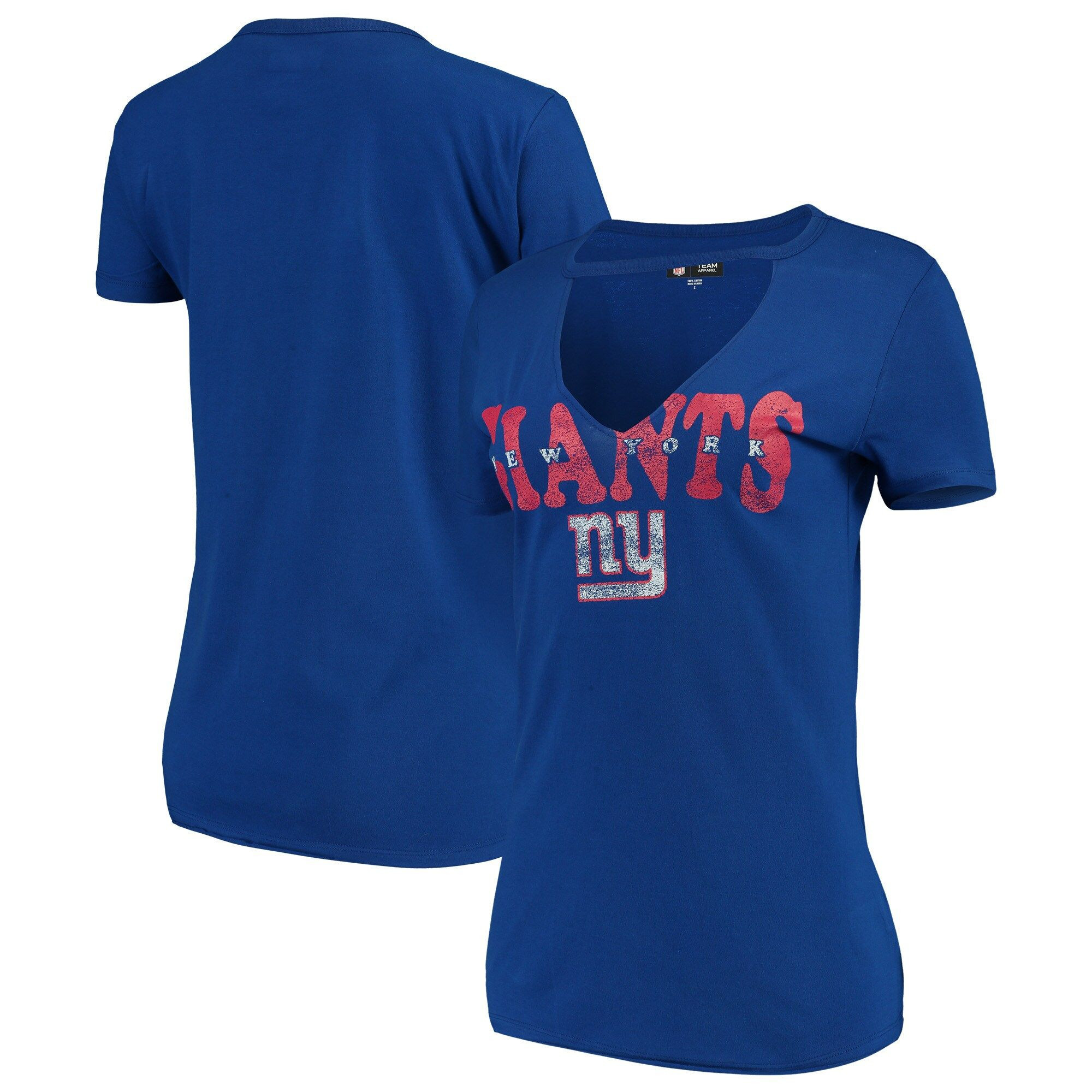 Women’S New Era Royal New York Giants Baby Jersey V-Neck Choker T-Shirt