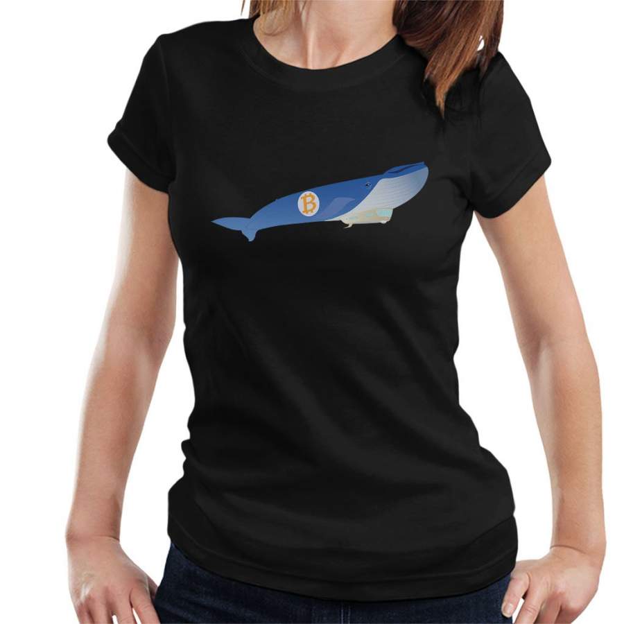 Bitcoin Whale Blimp Flying High Women’s T-Shirt