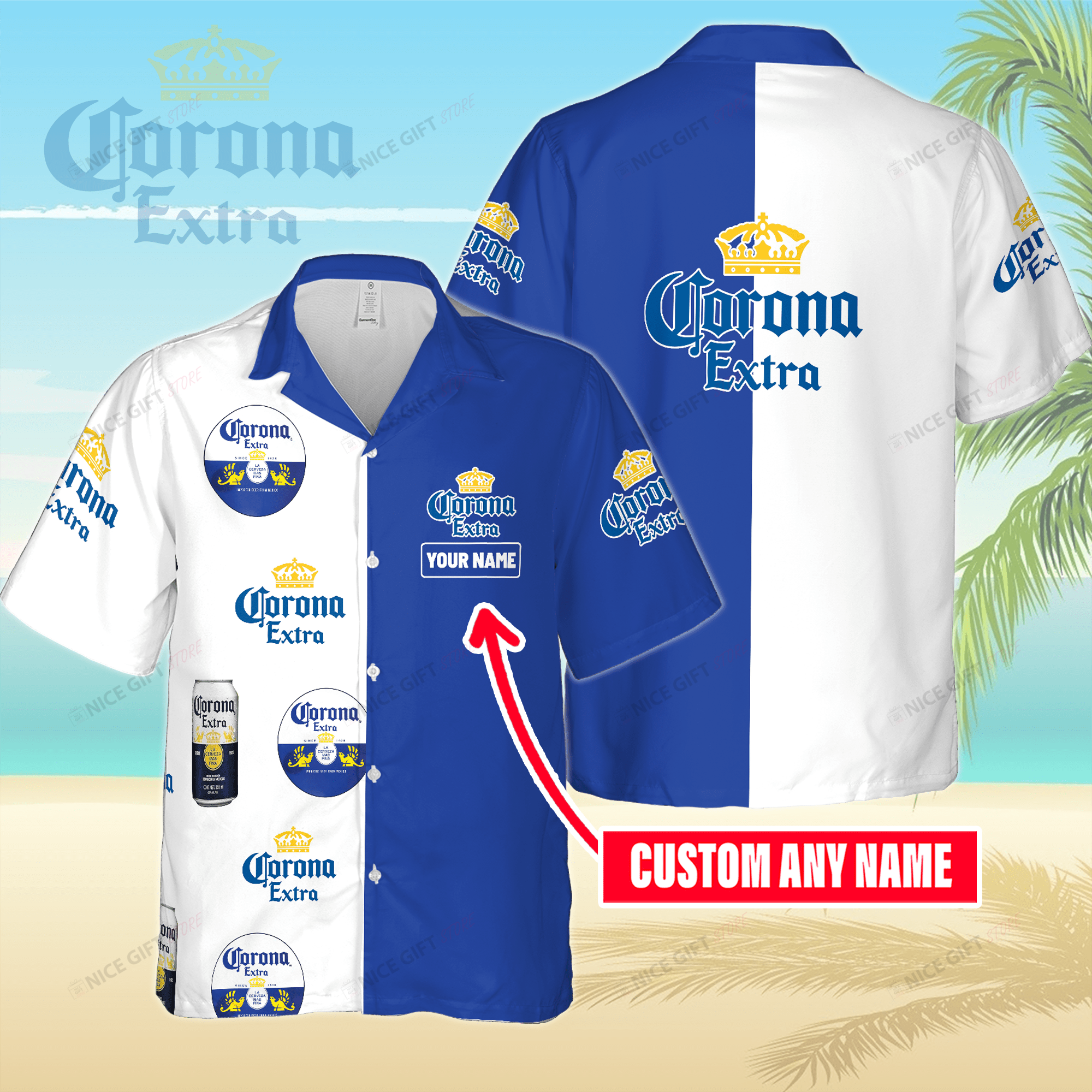 Corona Extra Custom Name Hawaiian Shirt 3Hs-W3F3