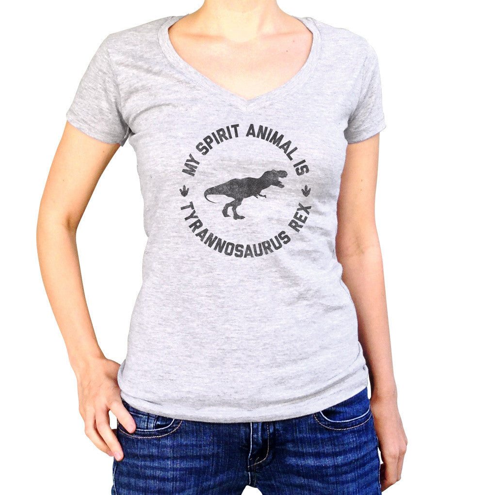 Women’S My Spirit Animal Is T-Rex Vneck T-Shirt