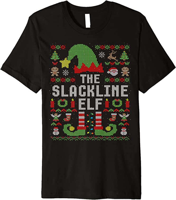 The Slackline Elf Ugly Christmas Matching Family Group Premium T-Shirt