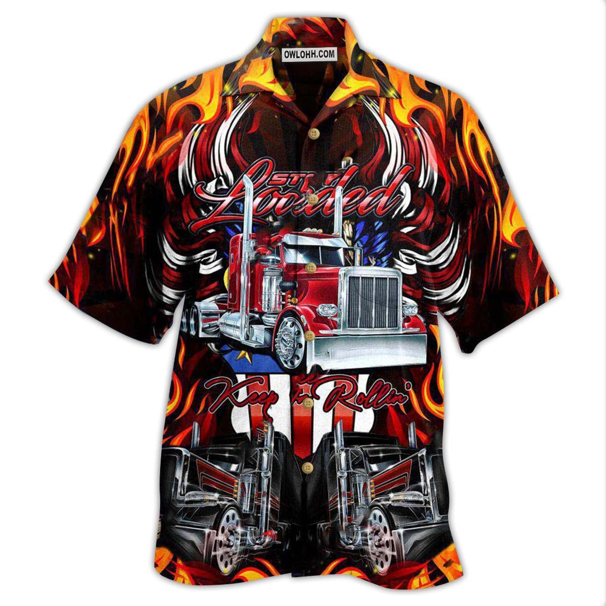 Truck Keep On Rolling Truckers In Fire – Hawaiian Shirt  – Owl Ohh