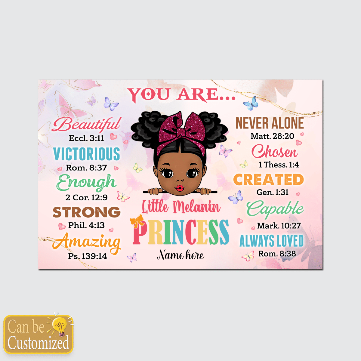 Personalized Canvas Poster Black Kid Little Melanin Princess You Are Beautiful Canvas Poster For African American Girl Canvas