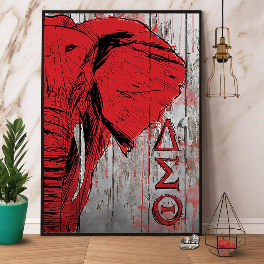 Red elephant native american paper poster no frame/ wrapped canvas wall decor full size