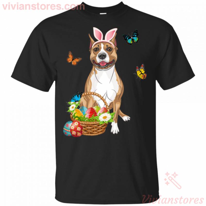 Pit bull Bunny Hat Rabbit Easter Day Eggs Funny Gift Shirt VA03