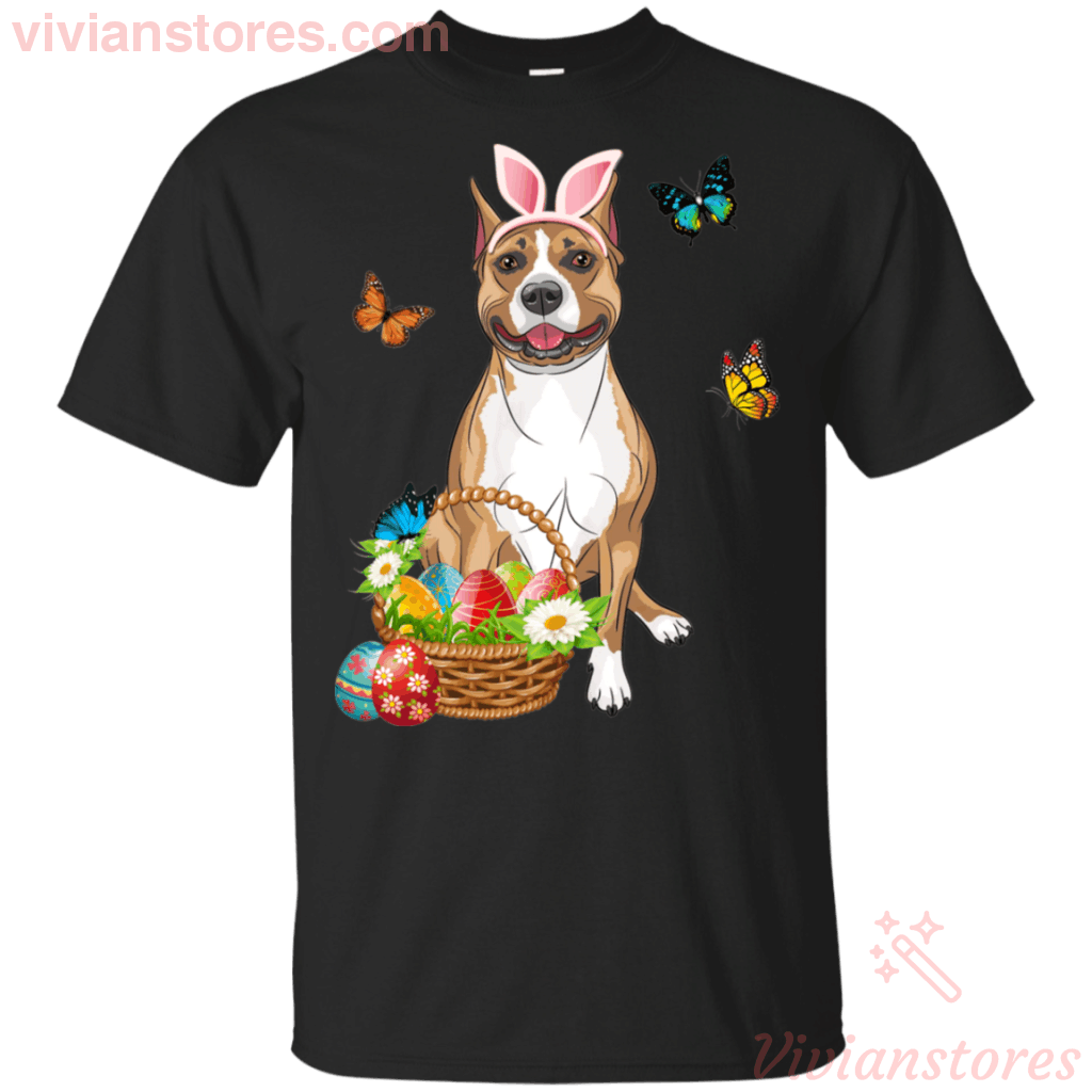 Pit Bull Bunny Hat Rabbit Easter Day Eggs Funny Gift Shirt Va03