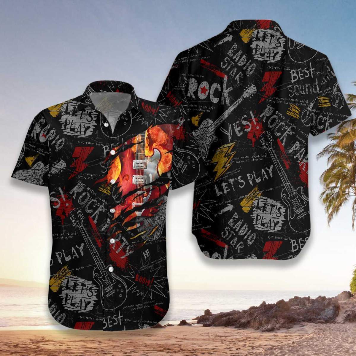 Burned Electric Guitar Hawaii Shirt For Men And Women Ha48234