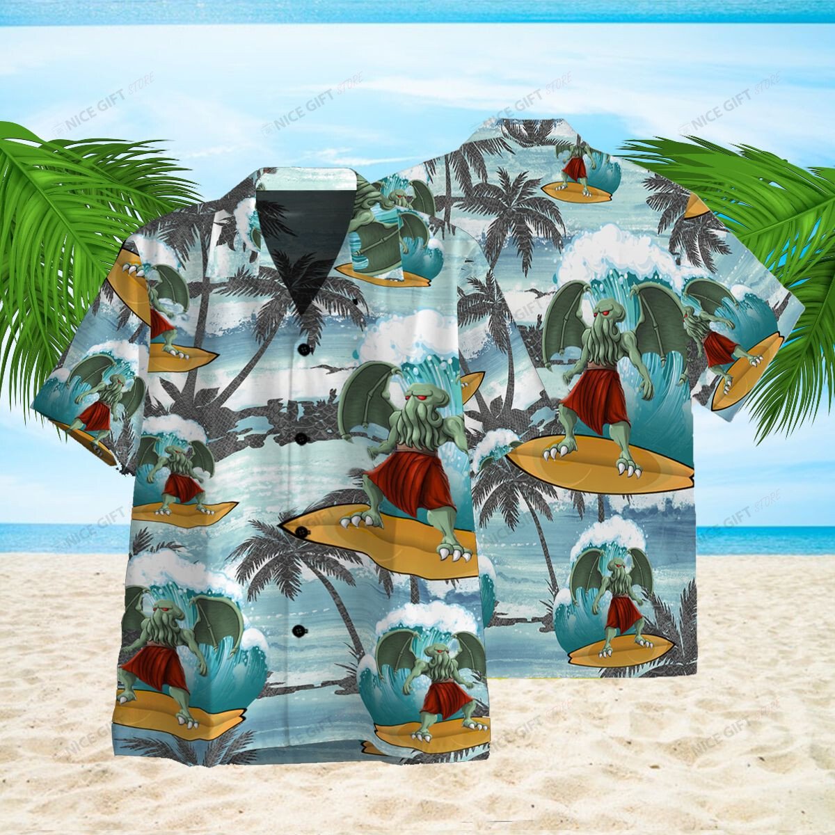 Cthulhu Surfing Hawaiian 3D Shirt 3Hs-C3I9