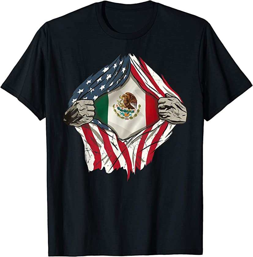 American Grown Mexican Roots Tee Funny USA Mexico Flag Love T-Shirt